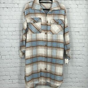 Ultra Flirt size small plaid flannel dress button down shacket dress